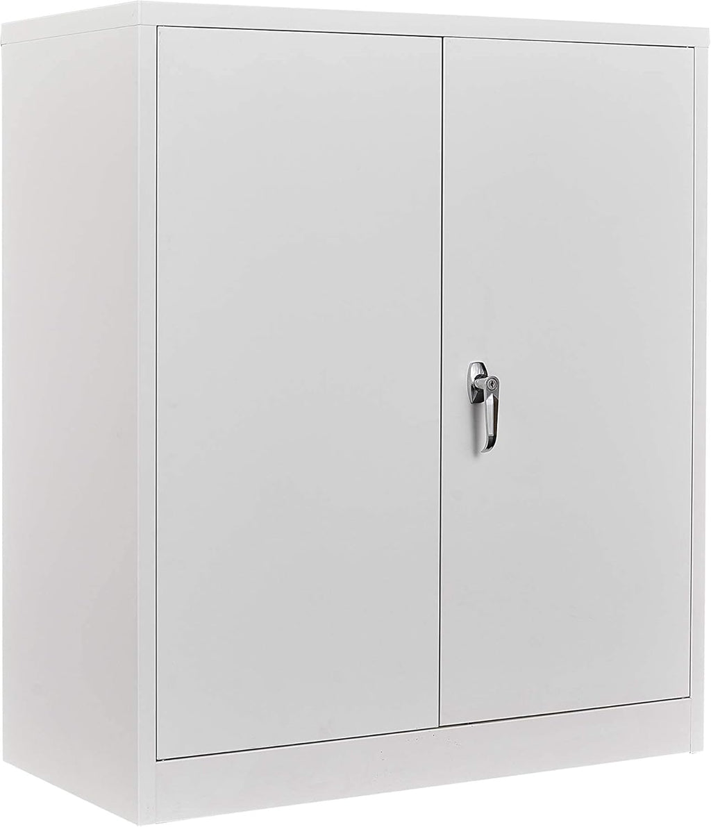 Metal Locker Storage Cabinets, 72" White Tall Steel Wardrobe with Hanging Rod, Shelves and Lockable Doors U8663