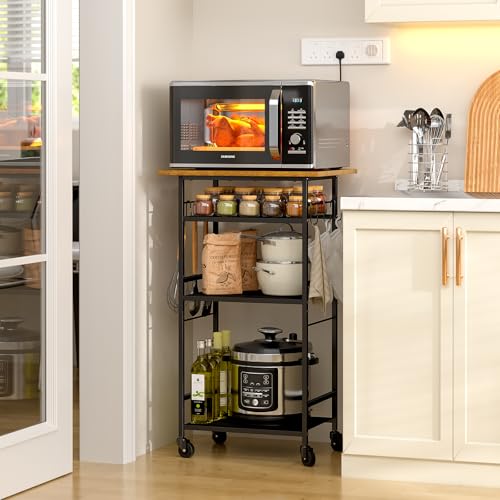 3 Tier Rolling Kitchen Microwave Cart with Adjustable Shelf X4906