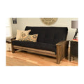 Walnut Futon Frame with Suede Black Mattress Full Size P9365