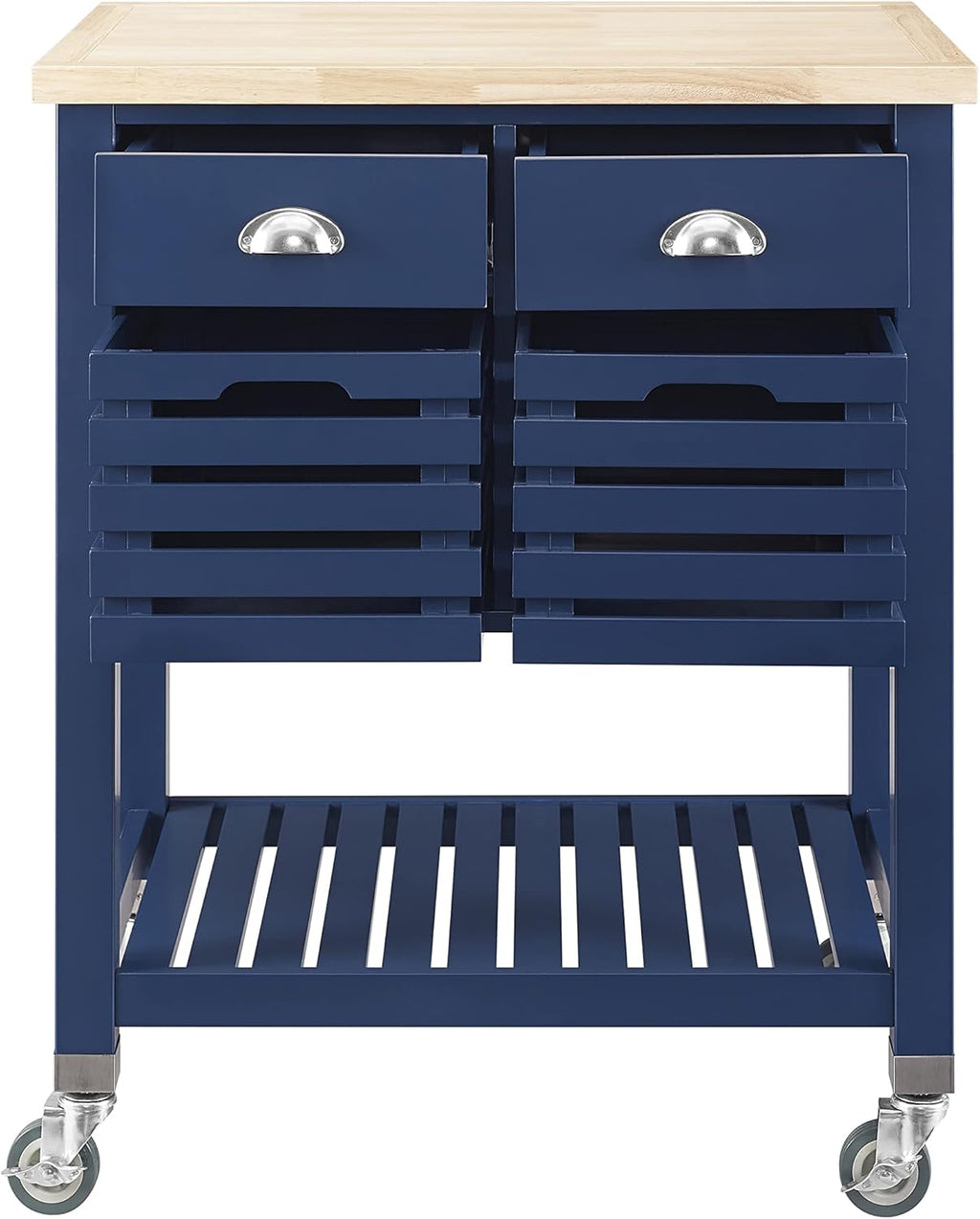 Denim Kitchen Cart with Locking Wheels G93909