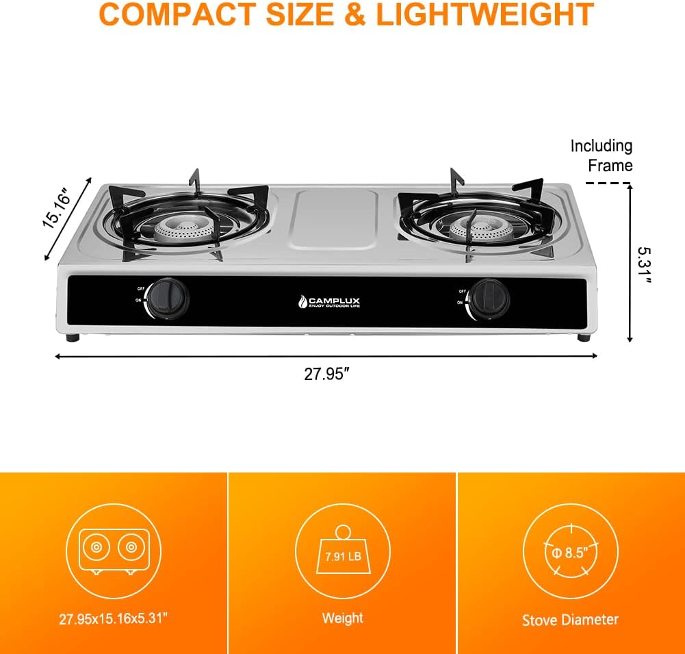 2 Burners Stainless Steel Gas Camping Stove W113