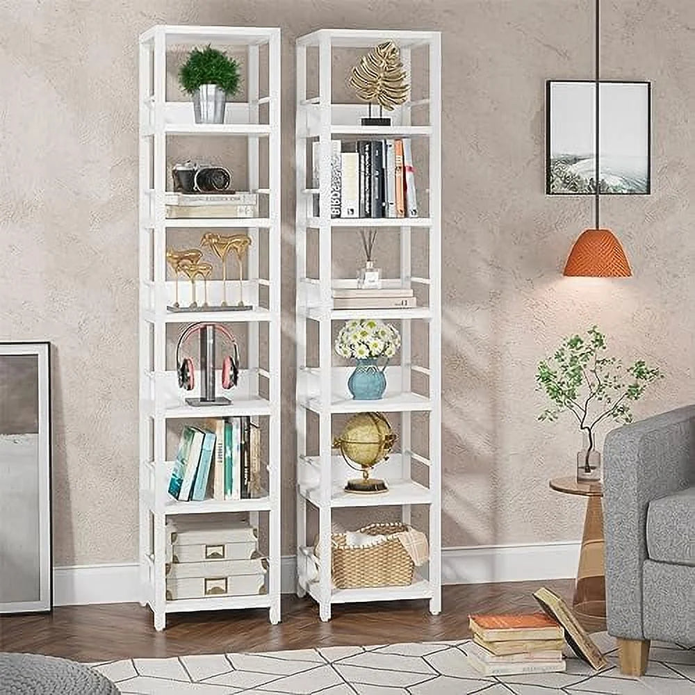 6-Tier Set of 2 75 Inch Tall Narrow Bookshelf M291