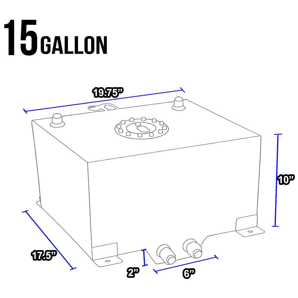 Aluminum Fuel Cell Gas Tank with Level Sender and Silver Cap A370144