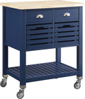 Denim Kitchen Cart with Locking Wheels G93909