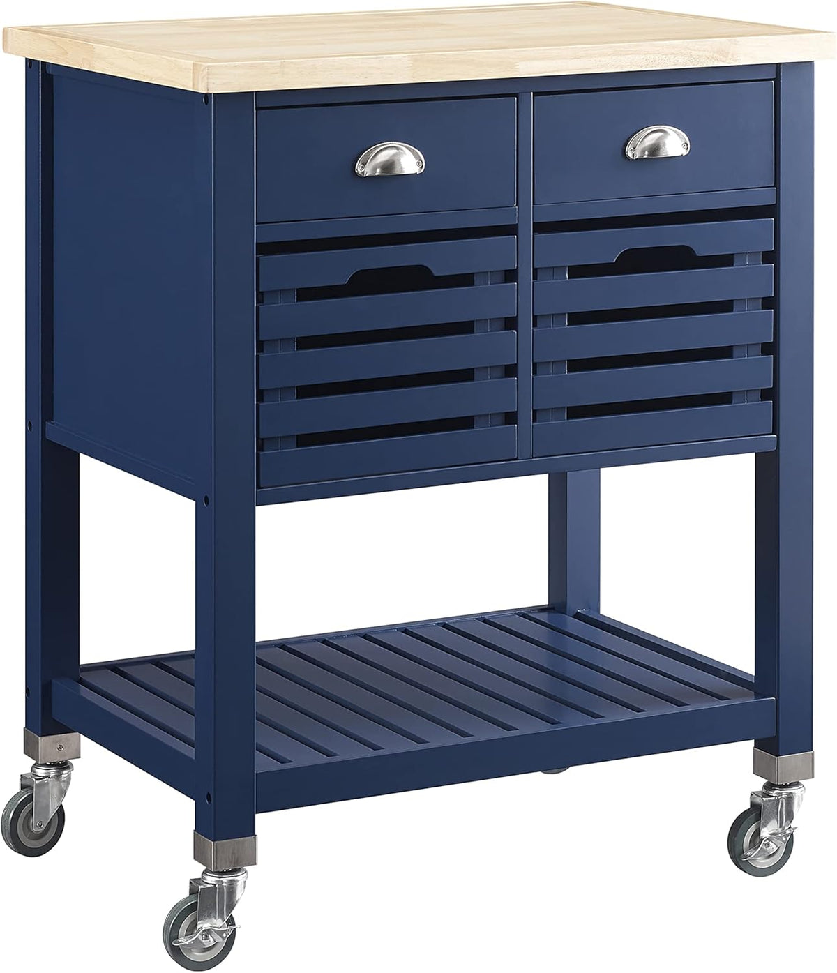 Denim Kitchen Cart with Locking Wheels G93909