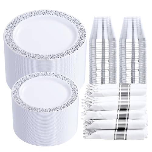 350 Pieces Gold Glitter Disposable Dinnerware Set R7980