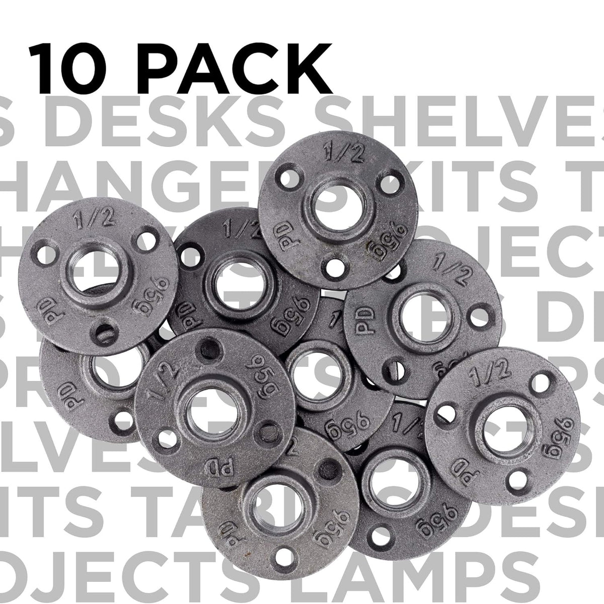 1/2 Black Malleable Cast Iron Floor Flange 10 Pack C1334