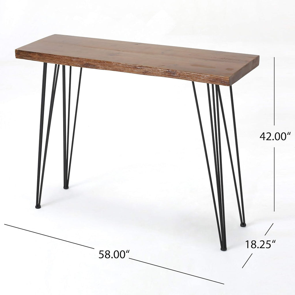 Black Natural Rectangle Iron Veneer Bar Table C851707