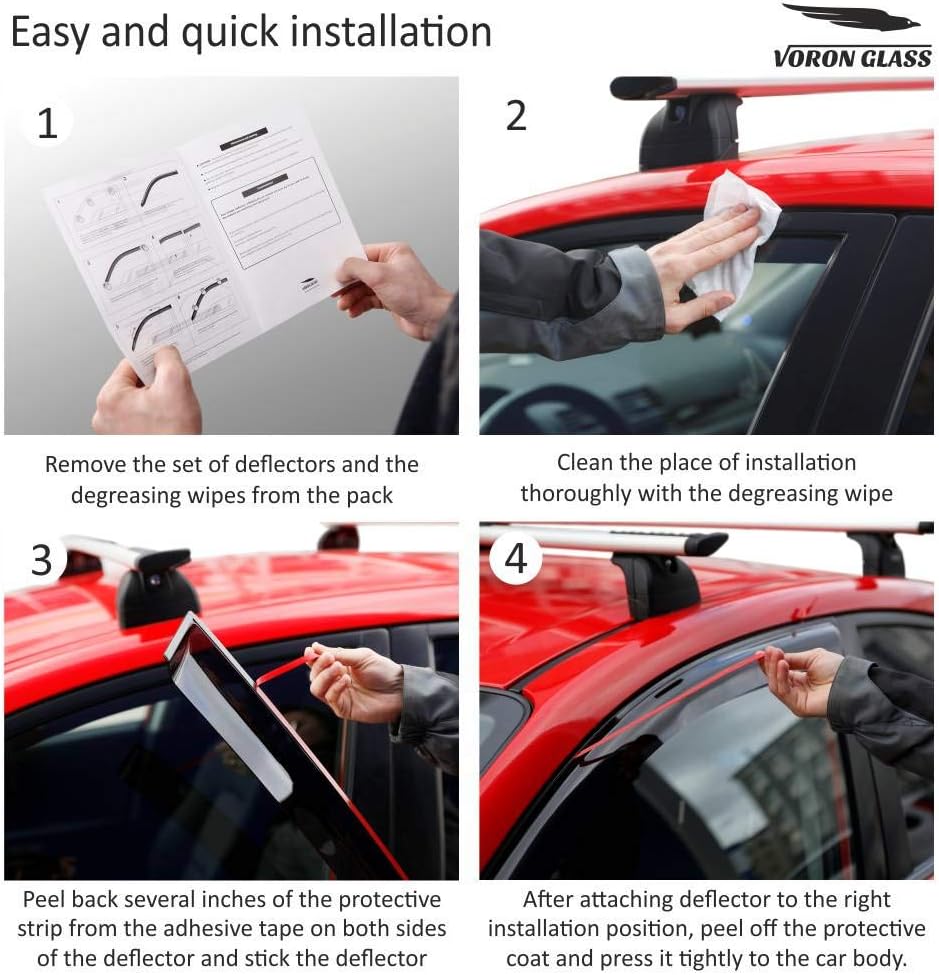Glass Tape-on Rain Guards for Trucks, 4 Pieces I936590