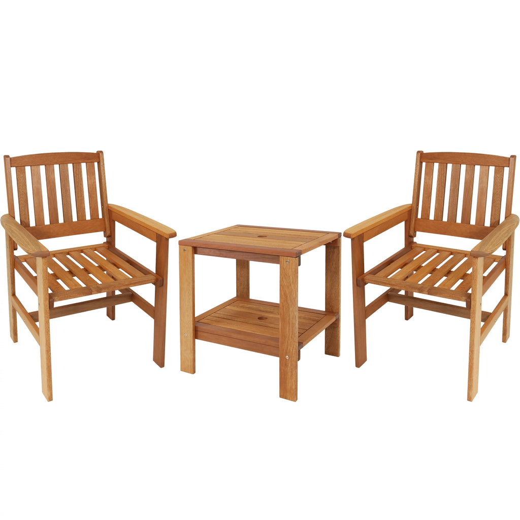 Meranti Wood 3pc Patio Table and Chairs Set J6480