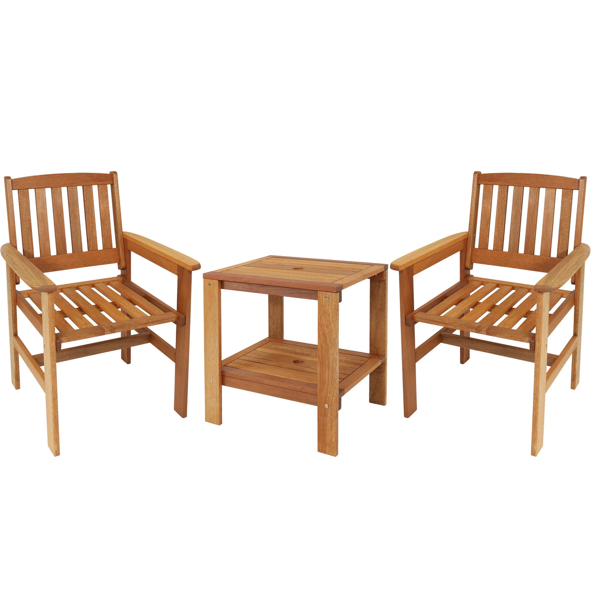Meranti Wood 3pc Patio Table and Chairs Set J6480