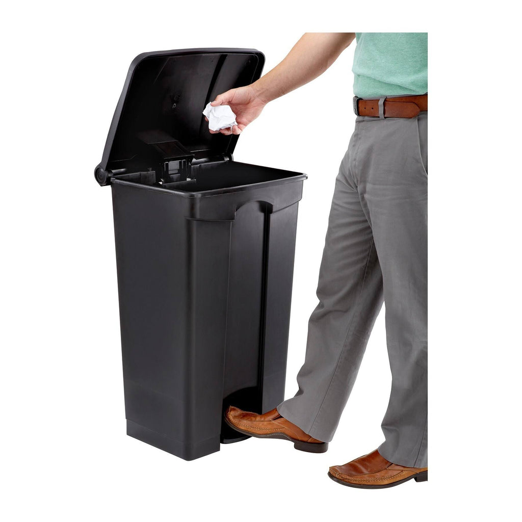 Black Plastic Trash Can with Foot Pedal T696