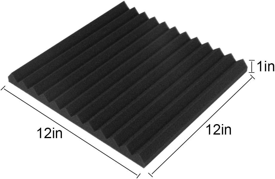 50 Pack Black Acoustic Panels Wedge, 1" X 12" X 12" D369