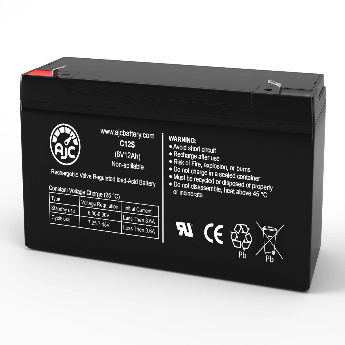 6V 12Ah Sealed Lead Acid Battery V144