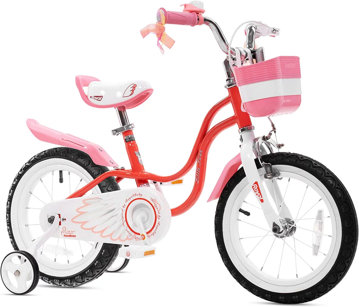 Red 14 Girl's Bicycle with Training Wheels and Basket E7062