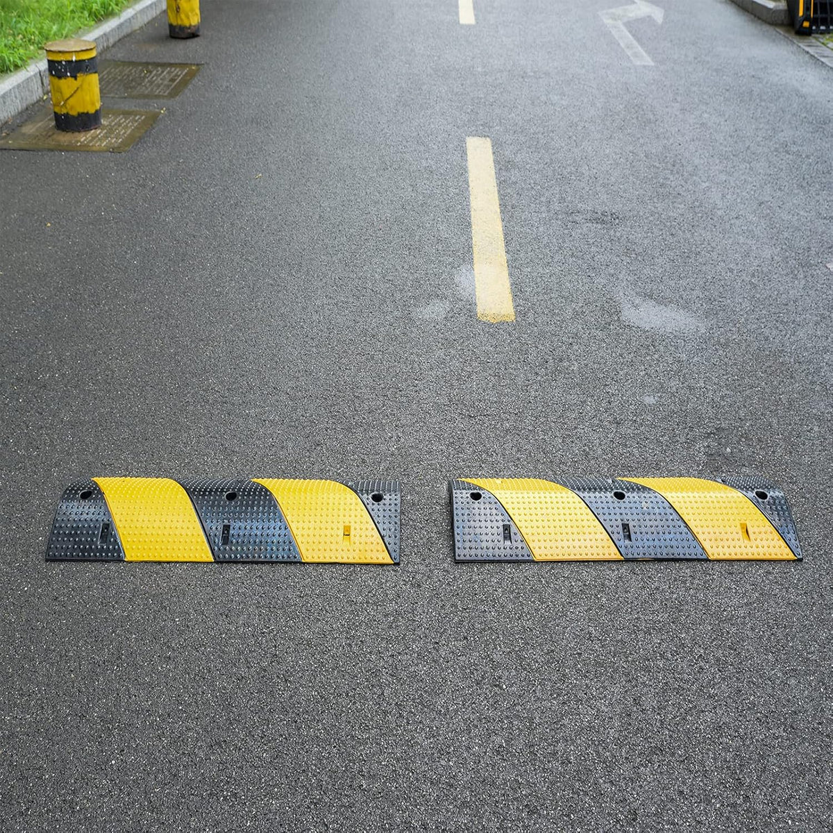 2 Pack 2-Channel Modular Rubber Speed Bump with 6 Bolts V154