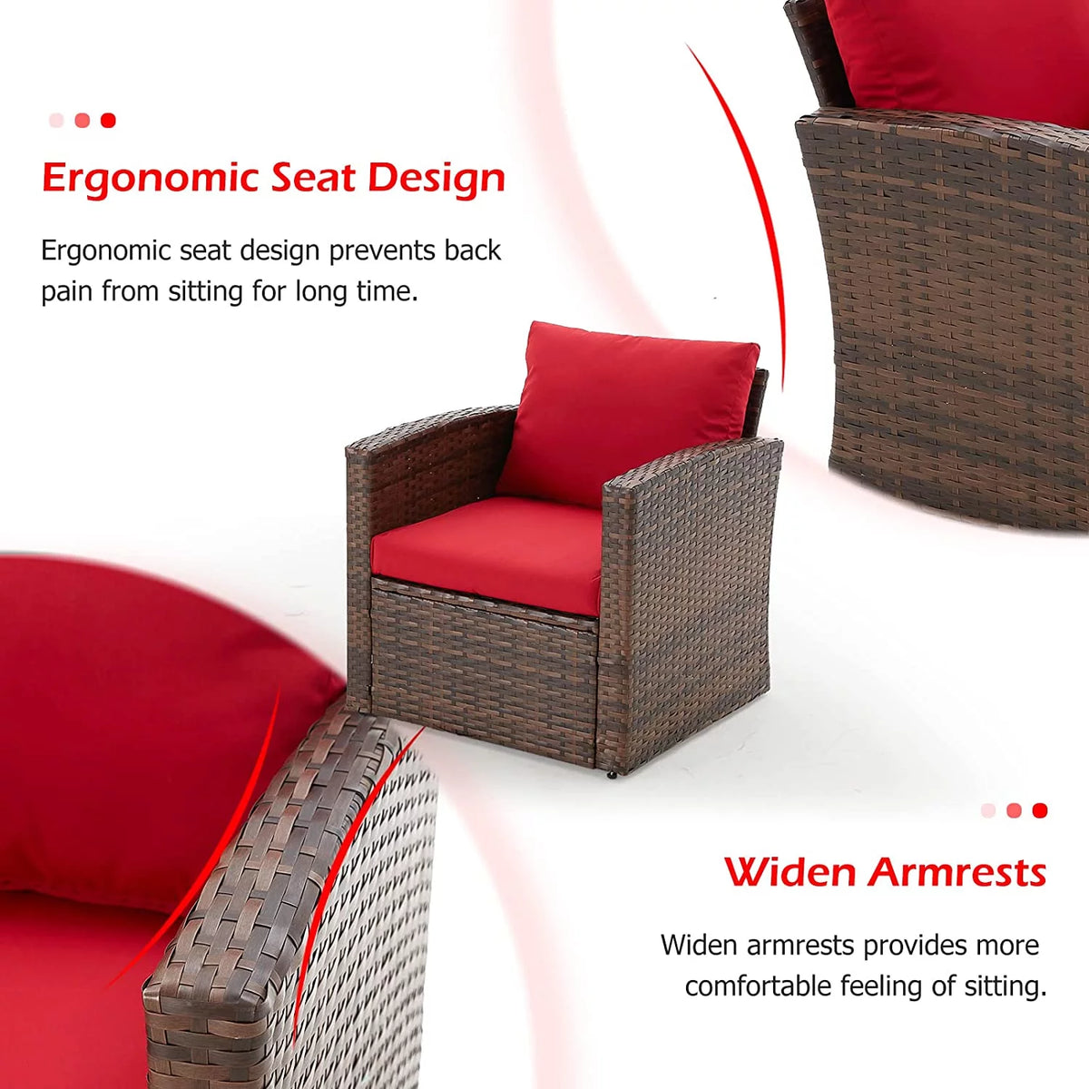 6 Pieces Patio Rattan Wicker Sectional Sofa M1071