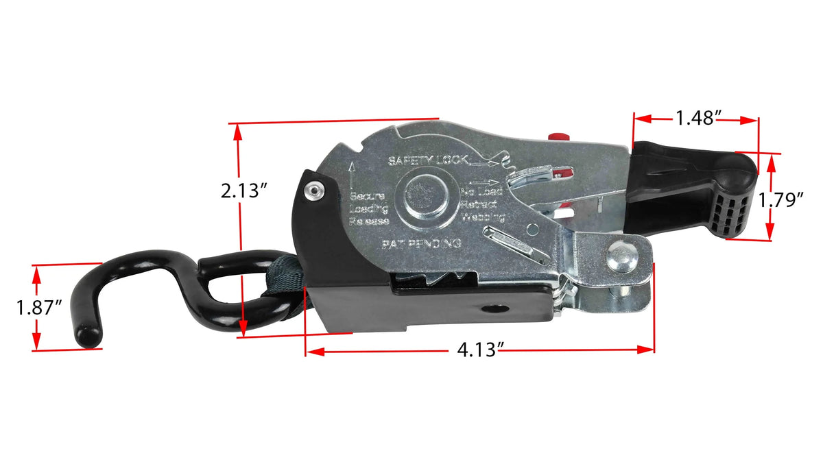 2 Pack 1'' x 10' Retractable Ratchet Straps T997962