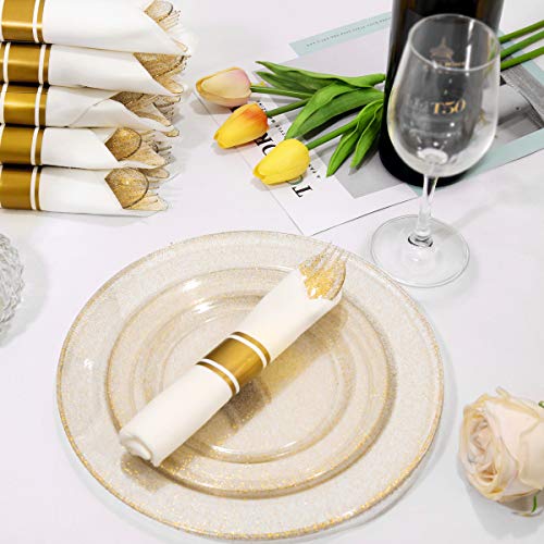 350 Pieces Gold Glitter Disposable Dinnerware Set R7980