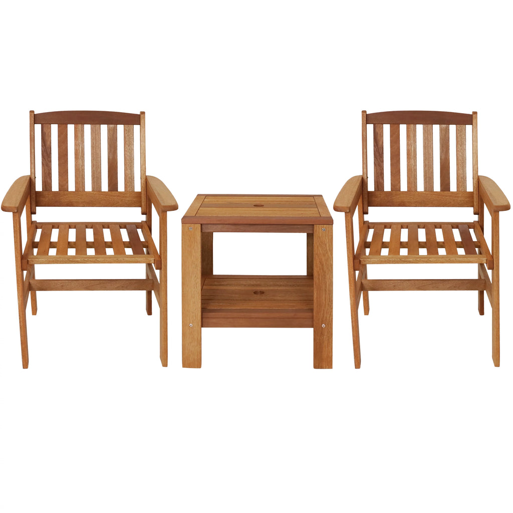 Meranti Wood 3pc Patio Table and Chairs Set J6480