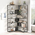 7-Tall L-Shaped Corner Bookshelf with Metal Frame I1914