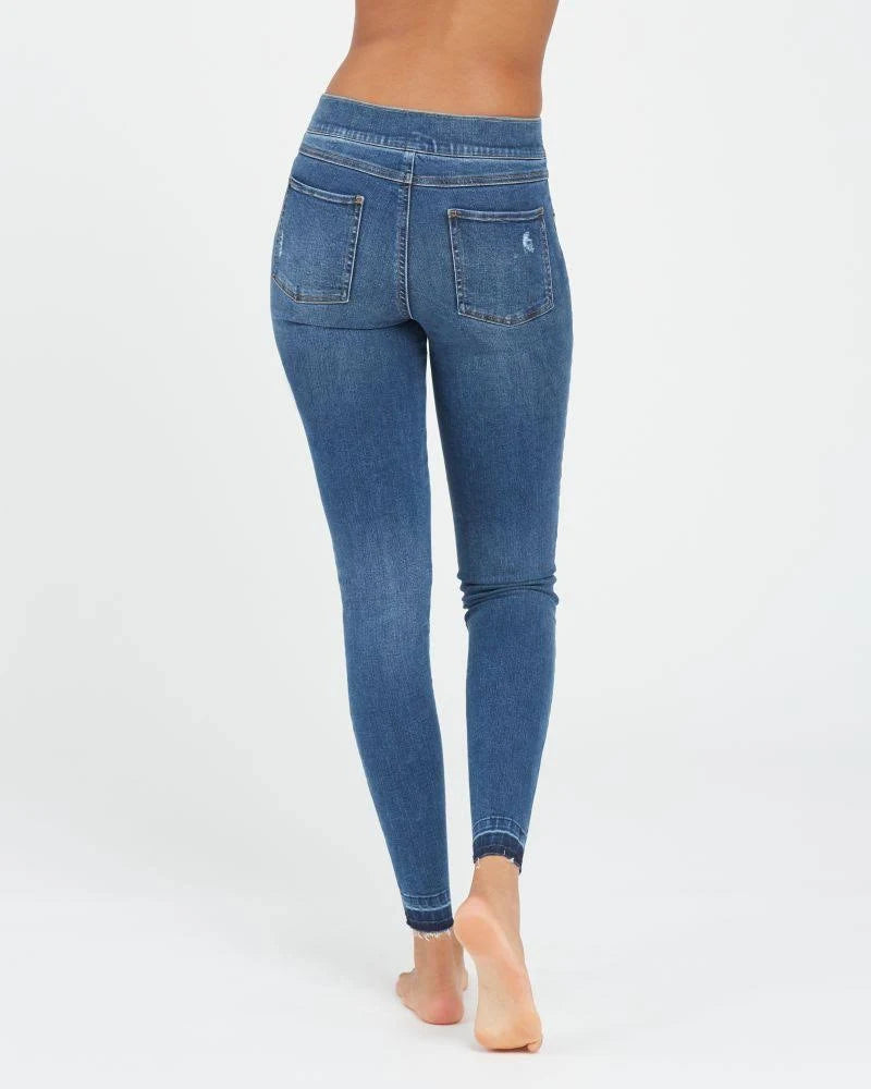 Distressed Denim Legging Mid Wash C814