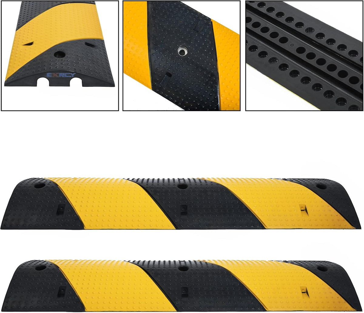 2 Pack 2-Channel Modular Rubber Speed Bump with 6 Bolts V154
