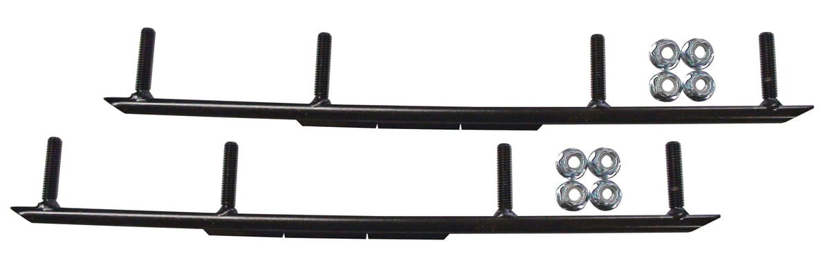 Green MTX Snowmobile Skis with 4" Round Bars Complete Kit N3767
