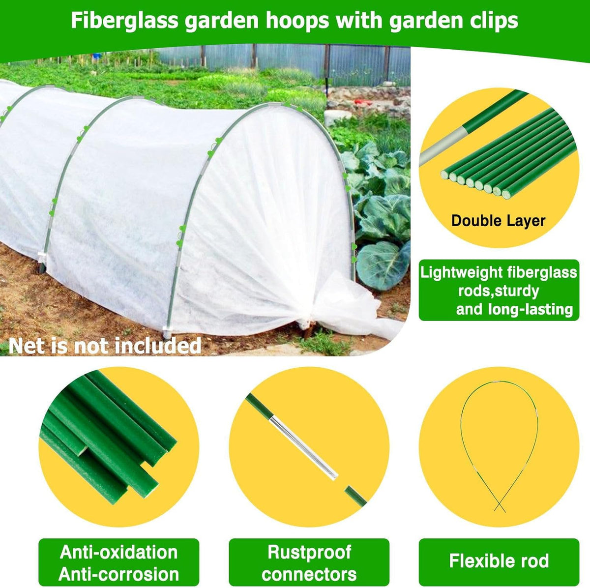 60pcs Garden Hoops with 40pcs Clips B233087