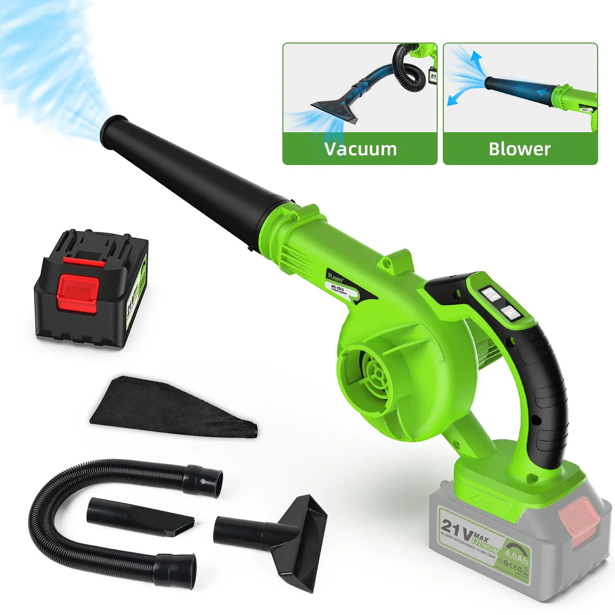 21V Cordless Leaf Blower 135MPH 321CFM 6 Speed with 4.0Ah Li-ion Battery F562