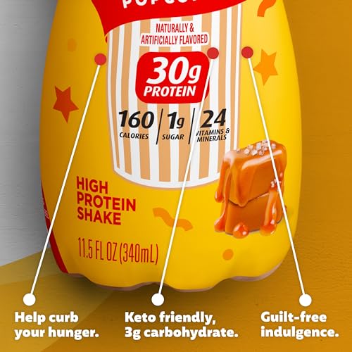 12 Pack 11.5 fl oz Salted Caramel Popcorn Protein Shake L3076