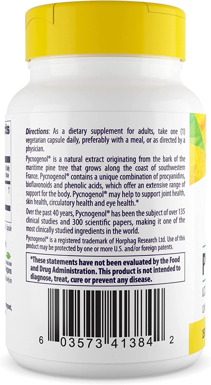 Pycnogenol 150 mg Pine Bark Extract Supplement 30 Veggie Caps P438651