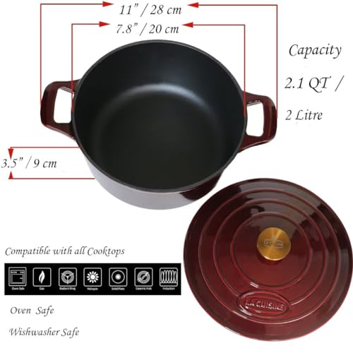 2.1 QT Enameled Cast Iron Dutch Oven with Lid L458284