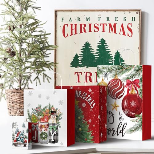 24 Christmas Gift Paper Bags with Handles V70694