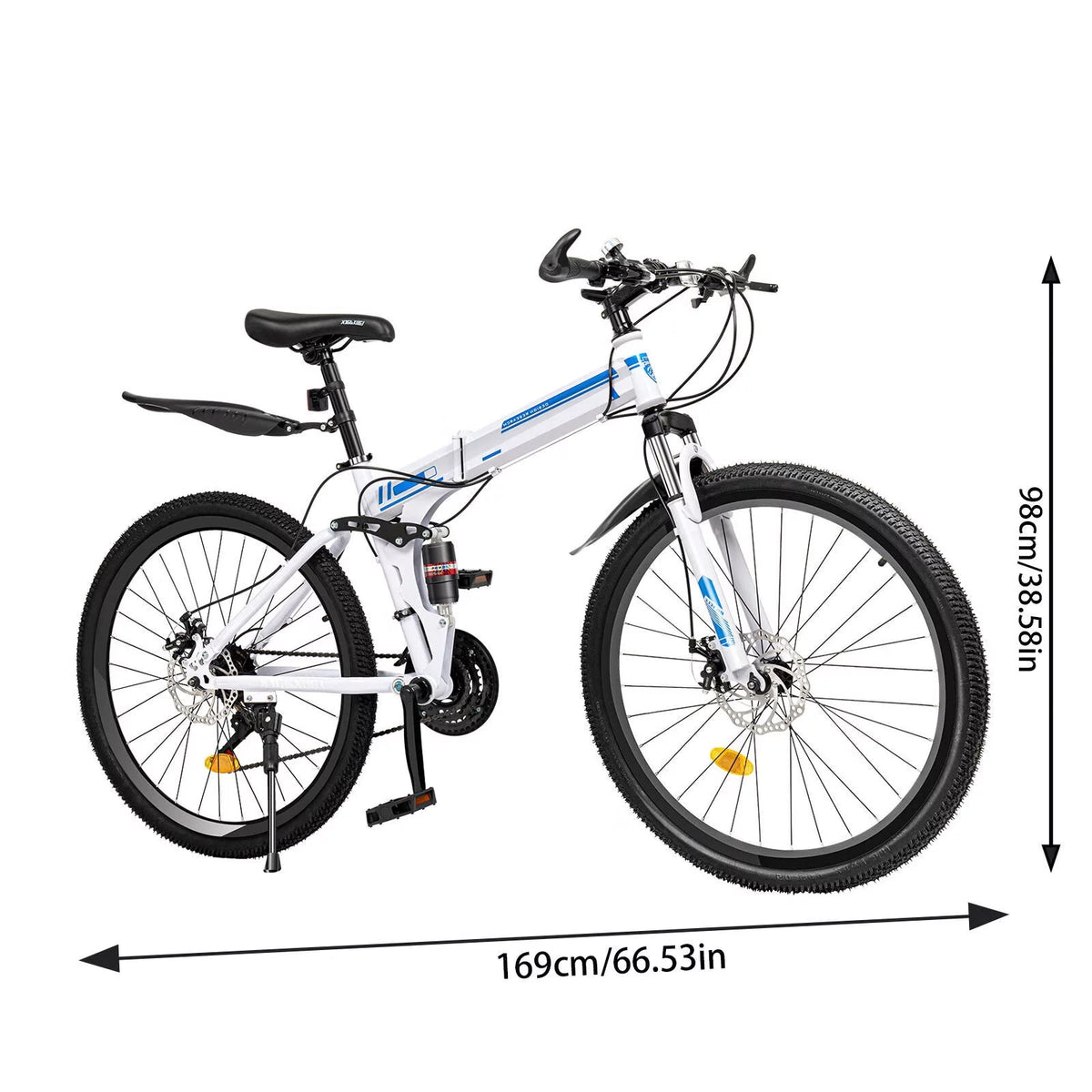 26 Mountain Folding Bike 21-Speed High-Carbon Steel Bicycle with Dual Disc-Brake J16157