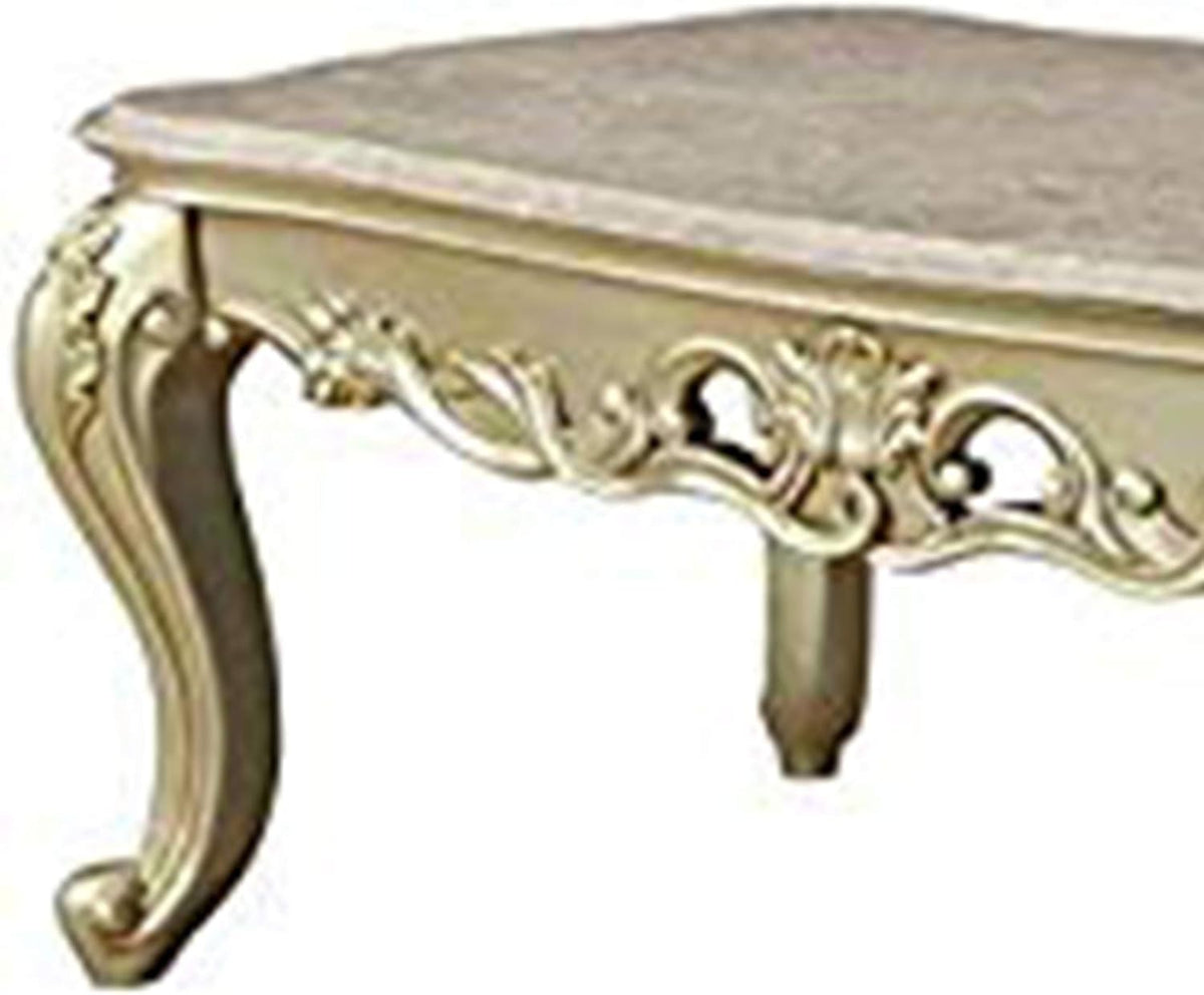White Wooden Coffee Table With Decorative Polyresin Carvings Z33688