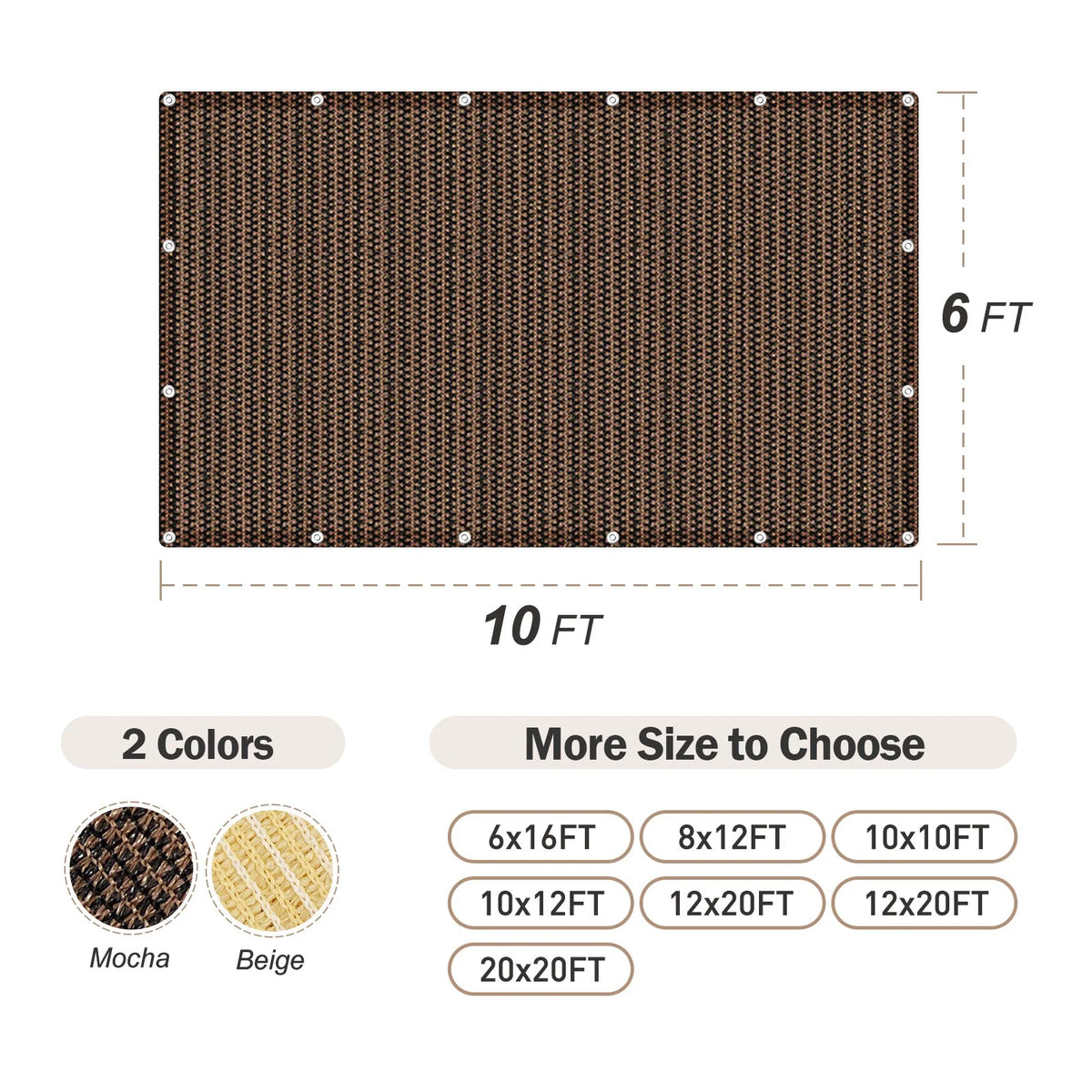6 x 10 ft UV Resistant Shade Cloth Tarp L92331