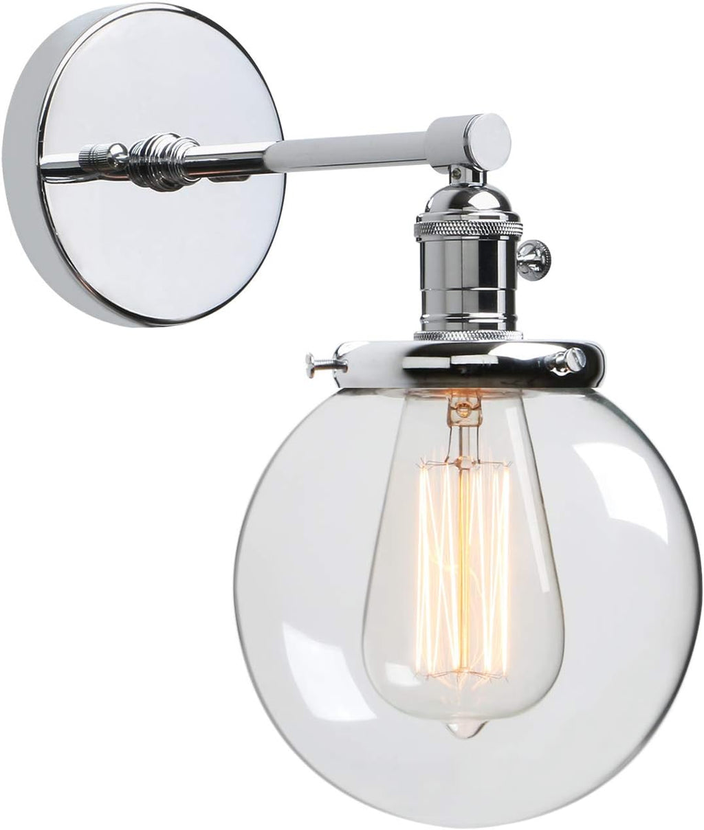 Industrial Wall Light Globe Wall Sconce with 5.9 Inch Clear Glass Canopy O650532