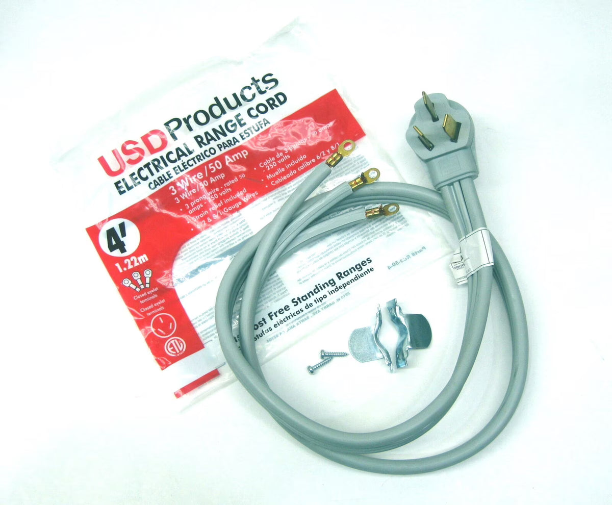 50 Amp 4' Foot Electric Range Oven Power Cord 3 Prong M6712