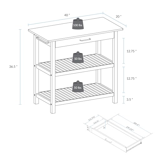 Kitchen Island with Solid American Hardwood Top S12536
