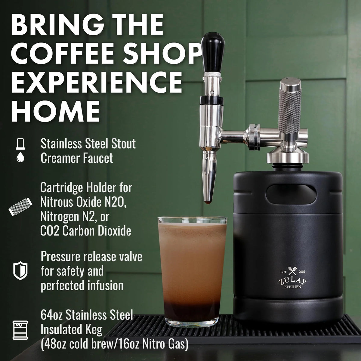 1 Gallon Cold Brew Coffee Maker with Glass Pitcher and Mesh Filter A73501