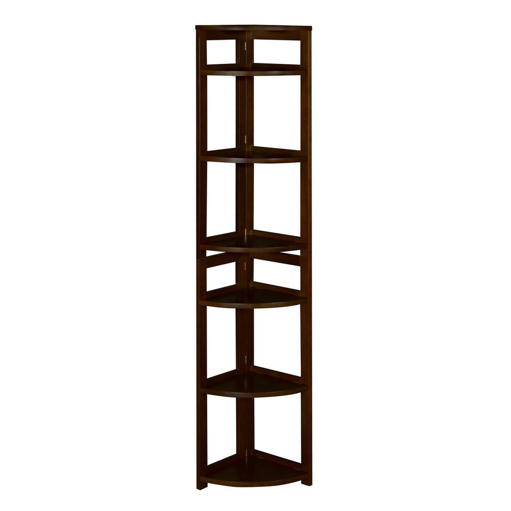 Mocha Walnut High Corner Folding Bookcase R7817