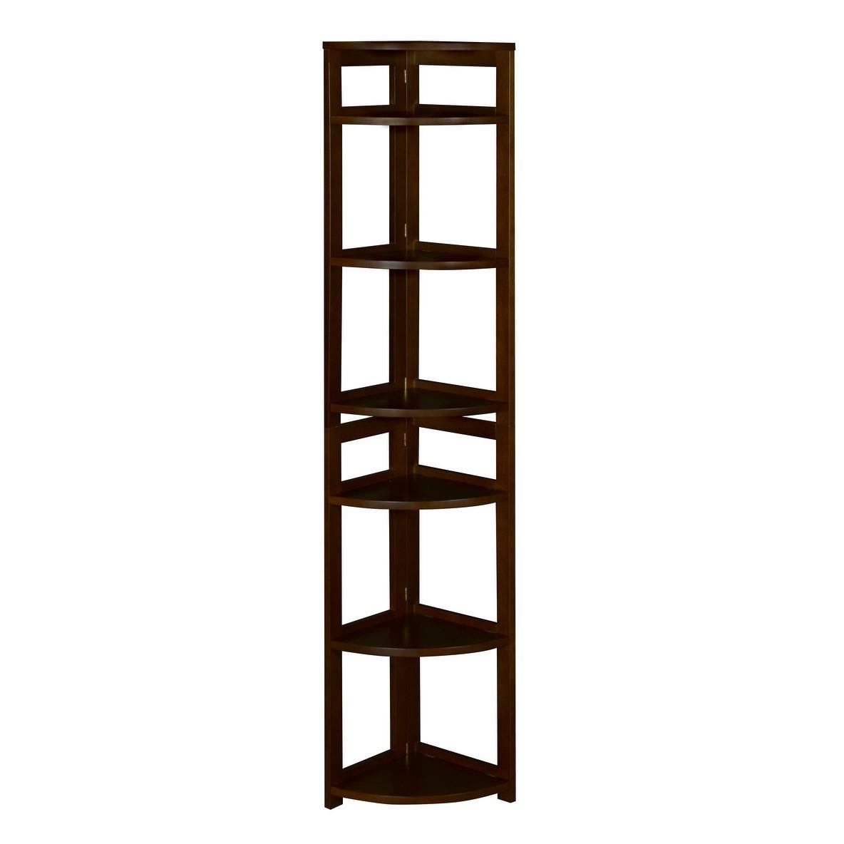 Mocha Walnut High Corner Folding Bookcase R7817