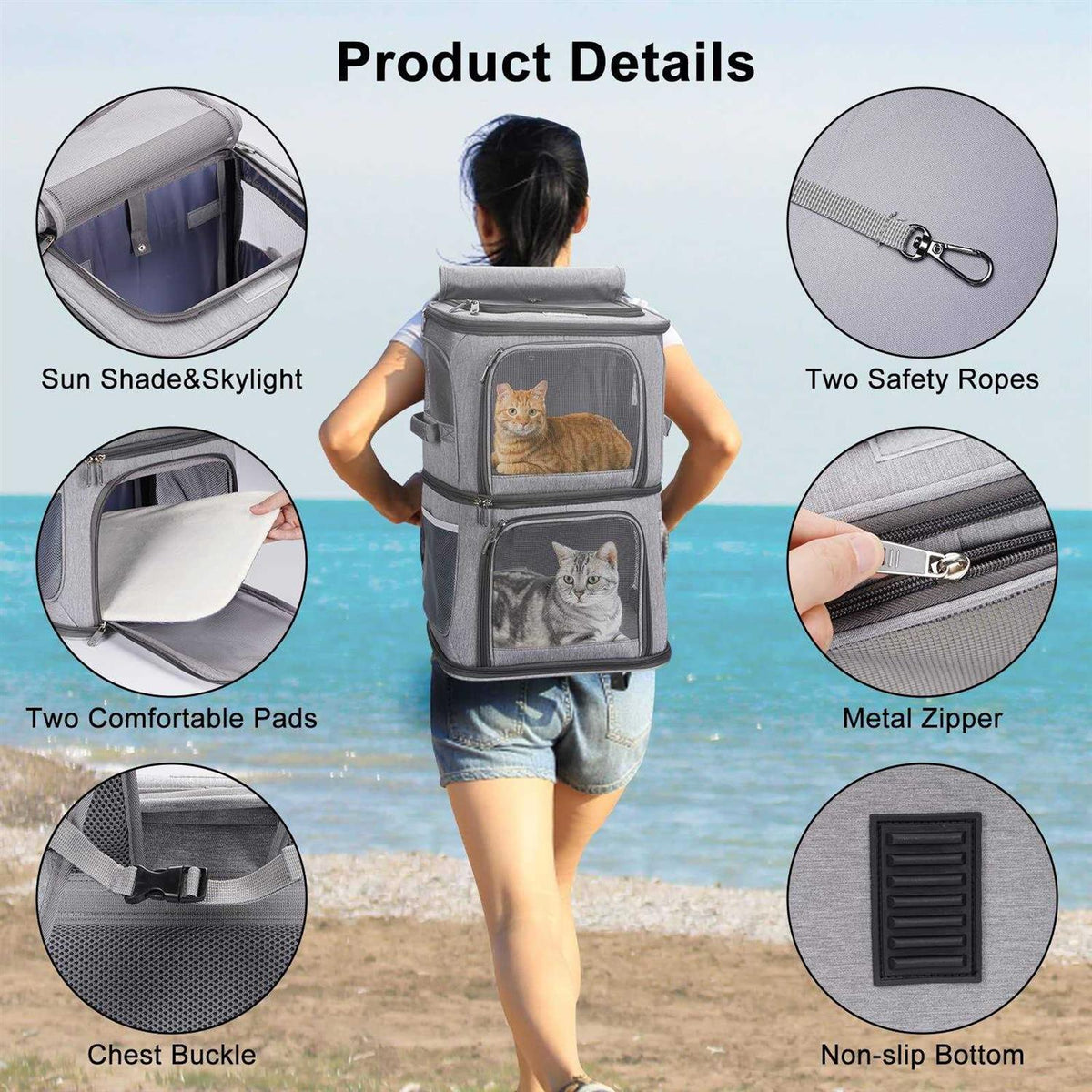 2-in-1 Double Pet Carrier Backpack P216