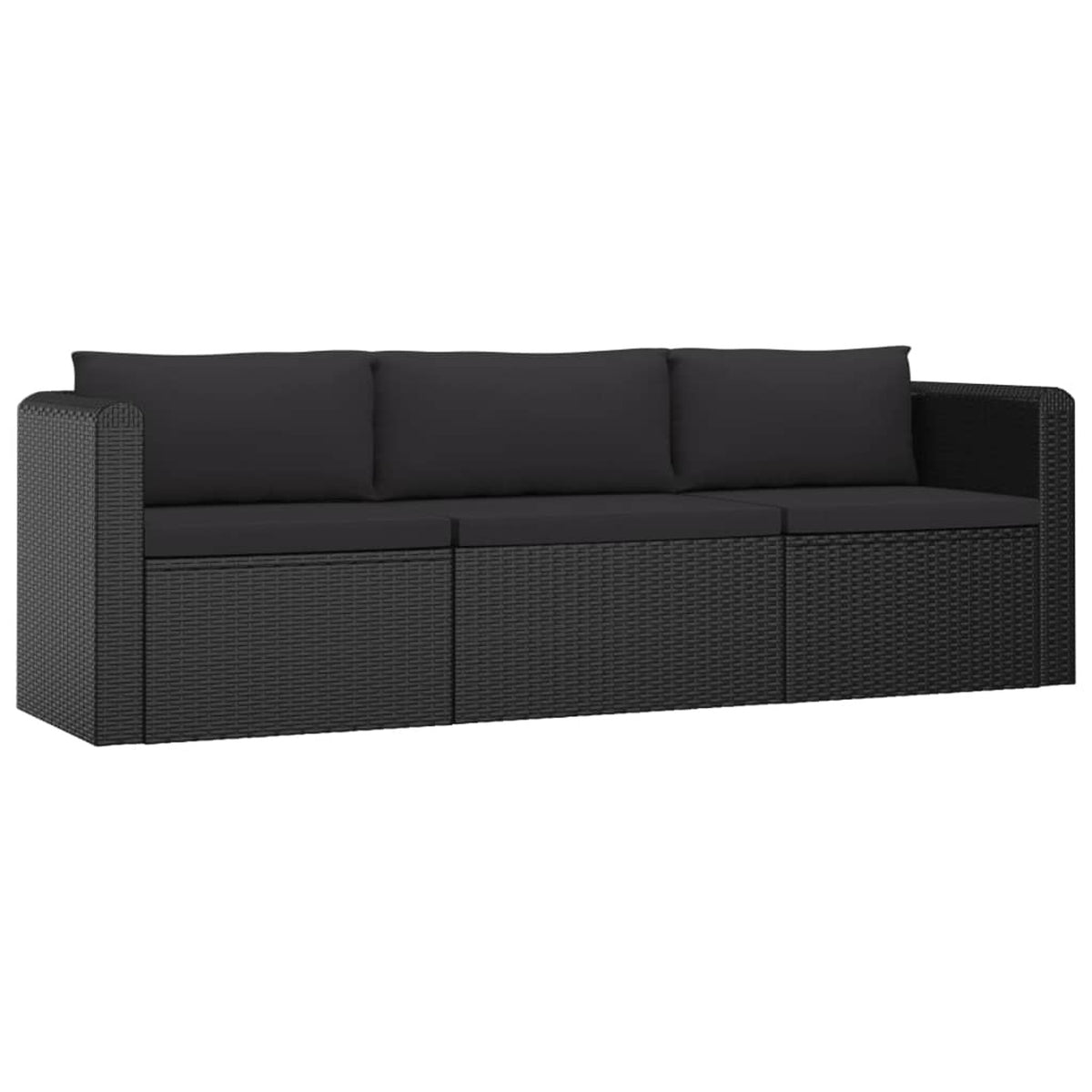 3 Piece Black Poly Rattan Sectional Sofa Set A181045