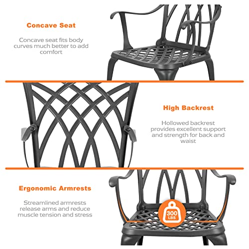 3 Piece Cast Aluminum Bistro Set with Umbrella Hole A6257