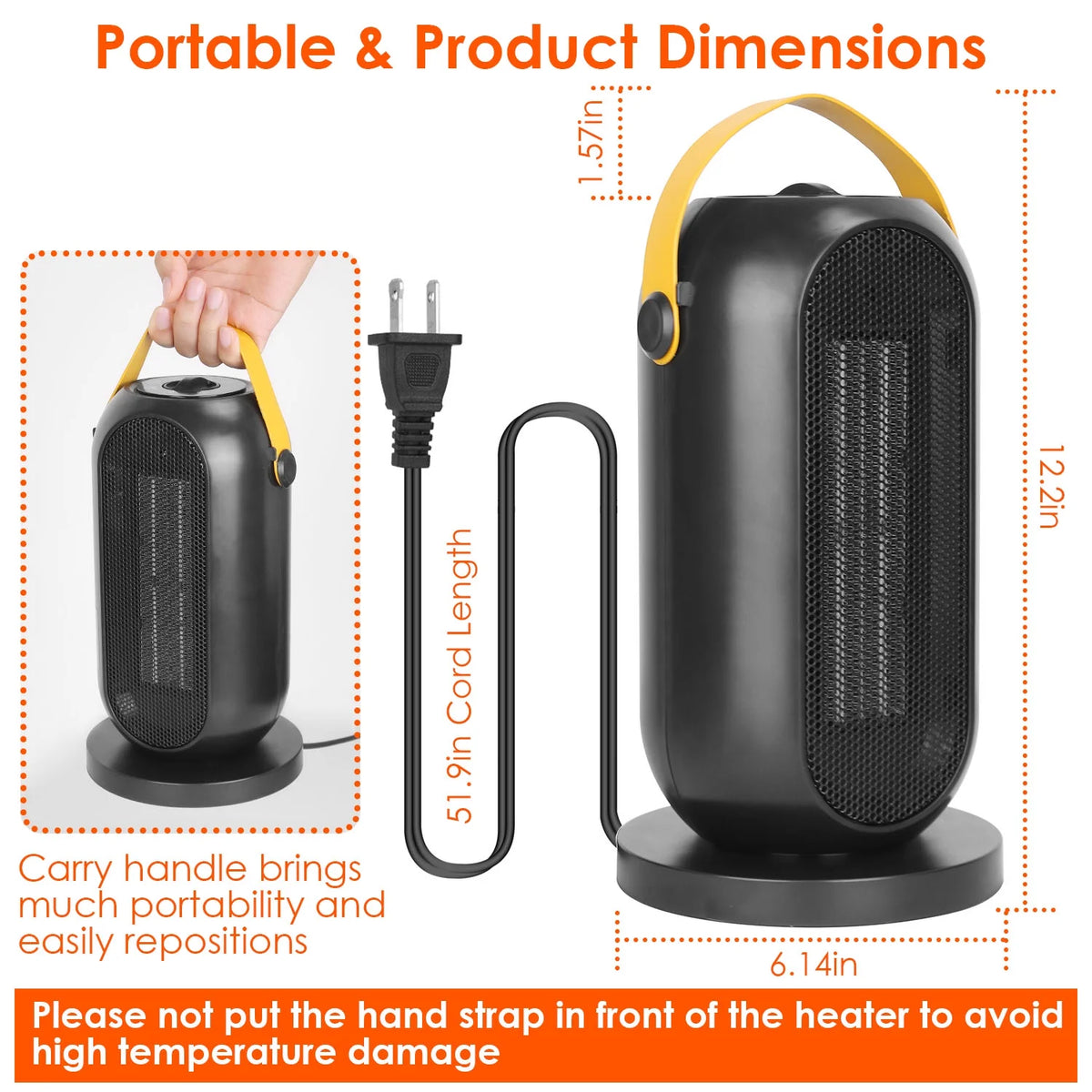 1200W PTC Ceramic Oscillating Space Heater O71963