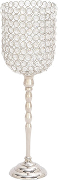 Studded Aluminum Bell-Shaped Candle Holder, Silver/Clear A4570