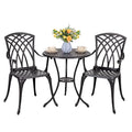 3 Piece Cast Aluminum Bistro Set with Umbrella Hole A6257