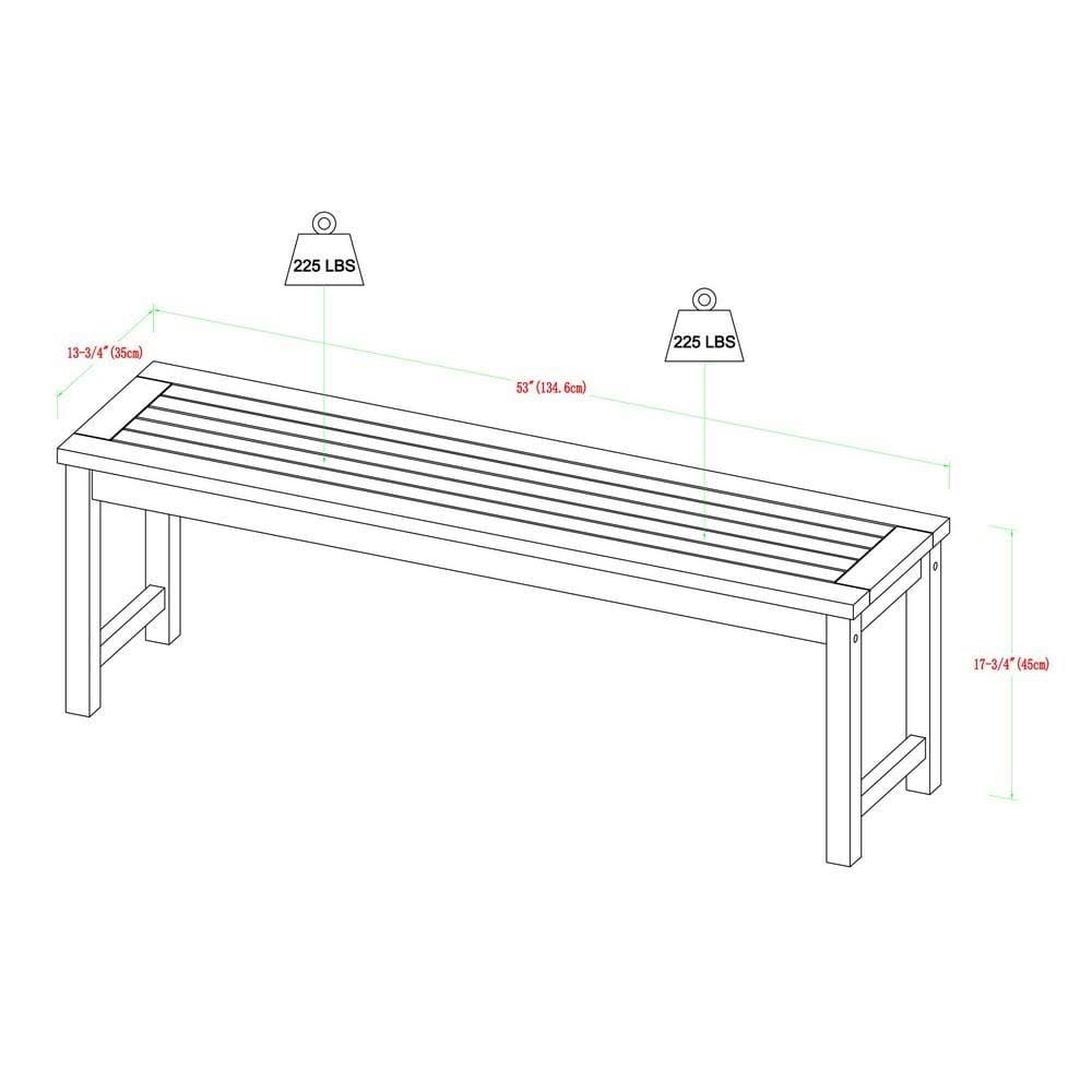 Gray Wash Solid Acacia Wood Patio Dining Bench R484